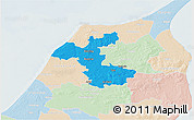 Political 3D Map of Hjorring, lighten