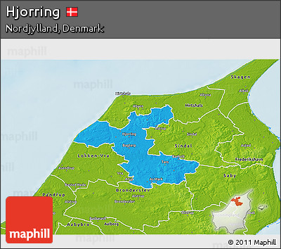 Political 3D Map of Hjorring, physical outside