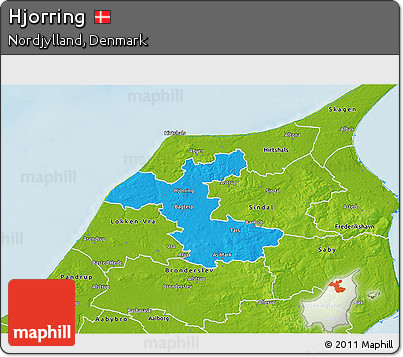 Political 3D Map of Hjorring, physical outside