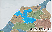 Political 3D Map of Hjorring, semi-desaturated