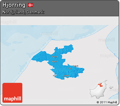 Political 3D Map of Hjorring, single color outside