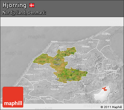 Satellite 3D Map of Hjorring, lighten, desaturated