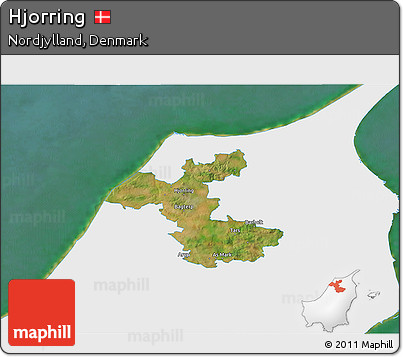 Satellite 3D Map of Hjorring, single color outside