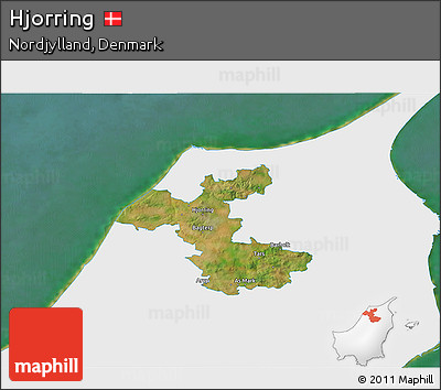Satellite 3D Map of Hjorring, single color outside
