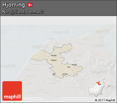 Shaded Relief 3D Map of Hjorring, lighten, semi-desaturated