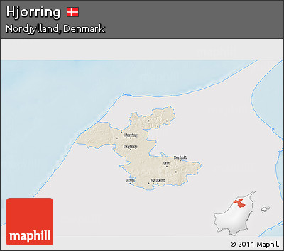 Shaded Relief 3D Map of Hjorring, single color outside
