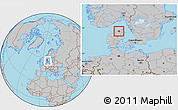 Gray Location Map of Hjorring, within the entire country