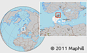 Gray Location Map of Hjorring, highlighted country, highlighted parent region, within the entire country