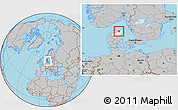 Gray Location Map of Hjorring, highlighted parent region, within the entire country