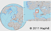 Gray Location Map of Hjorring, highlighted parent region