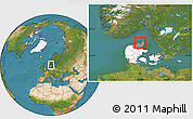 Satellite Location Map of Hjorring, highlighted country, highlighted parent region