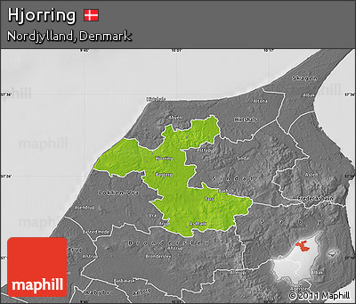 Physical Map of Hjorring, desaturated