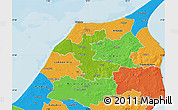 Physical Map of Hjorring, political outside