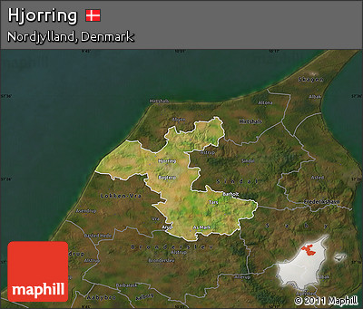 Satellite Map of Hjorring, darken