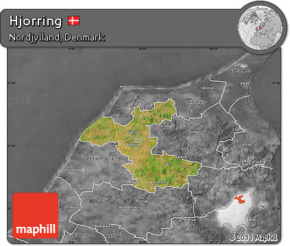 Satellite Map of Hjorring, desaturated