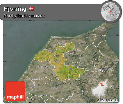 Satellite Map of Hjorring, semi-desaturated