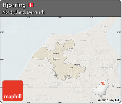 Shaded Relief Map of Hjorring, lighten