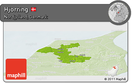 Physical Panoramic Map of Hjorring, lighten