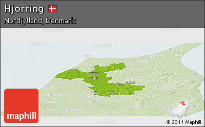 Physical Panoramic Map of Hjorring, lighten