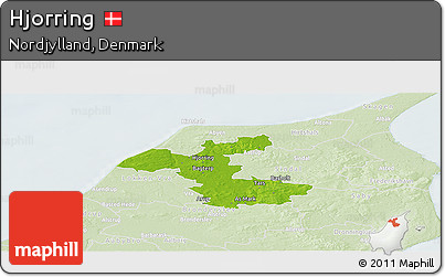 Physical Panoramic Map of Hjorring, lighten