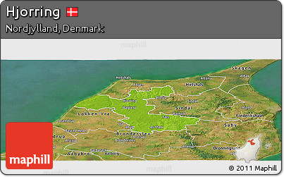 Physical Panoramic Map of Hjorring, satellite outside