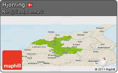 Physical Panoramic Map of Hjorring, shaded relief outside
