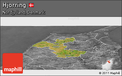 Satellite Panoramic Map of Hjorring, desaturated