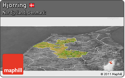 Satellite Panoramic Map of Hjorring, desaturated