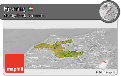 Satellite Panoramic Map of Hjorring, lighten, desaturated