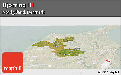 Satellite Panoramic Map of Hjorring, lighten