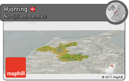 Satellite Panoramic Map of Hjorring, lighten, semi-desaturated