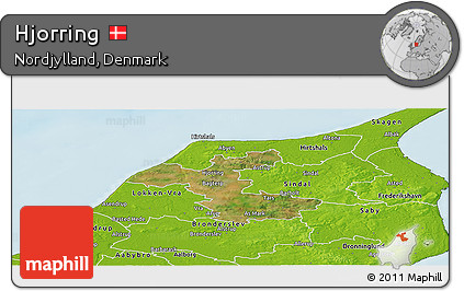 Satellite Panoramic Map of Hjorring, physical outside