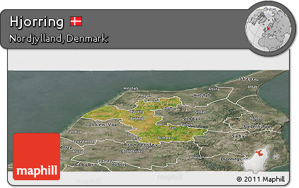 Satellite Panoramic Map of Hjorring, semi-desaturated