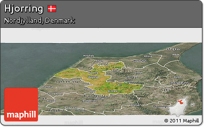 Satellite Panoramic Map of Hjorring, semi-desaturated