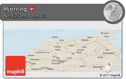 Shaded Relief Panoramic Map of Hjorring