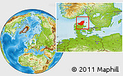 Physical Location Map of Nordjylland, within the entire country