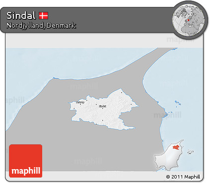 Gray 3D Map of Sindal, single color outside