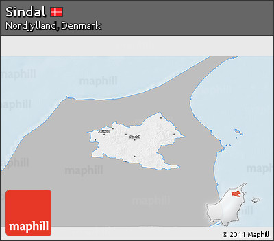 Gray 3D Map of Sindal, single color outside