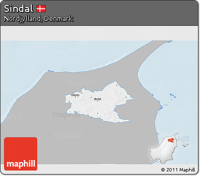 Gray 3D Map of Sindal, single color outside