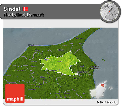 Physical 3D Map of Sindal, darken