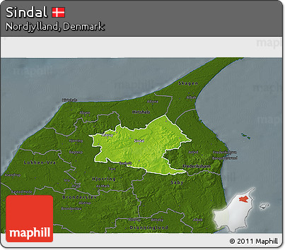 Physical 3D Map of Sindal, darken