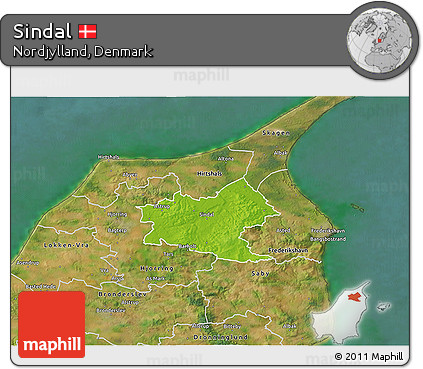 Physical 3D Map of Sindal, satellite outside