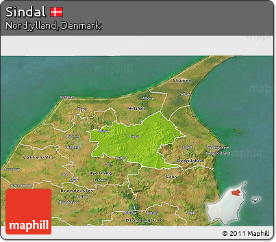 Physical 3D Map of Sindal, satellite outside