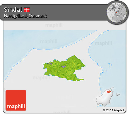 Physical 3D Map of Sindal, single color outside