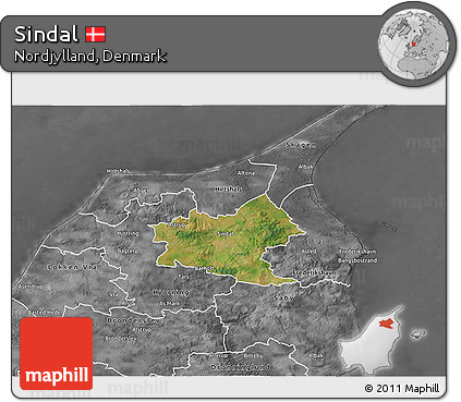 Satellite 3D Map of Sindal, desaturated