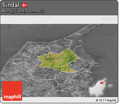 Satellite 3D Map of Sindal, desaturated