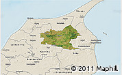 Satellite 3D Map of Sindal, shaded relief outside