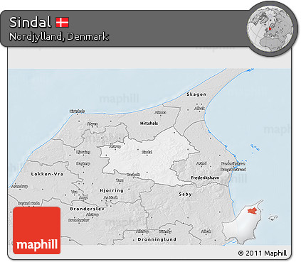 Silver Style 3D Map of Sindal
