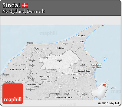 Silver Style 3D Map of Sindal