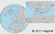 Gray Location Map of Sindal, within the entire country